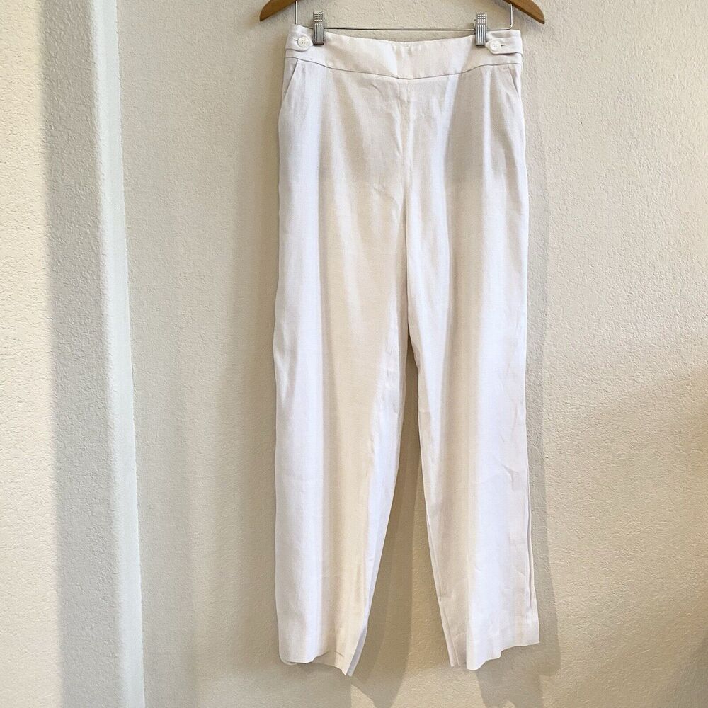 Talbots Linen Wide Leg Chino Pants‎ Womens Sz 4 Beach Summer Minimalist Neutral